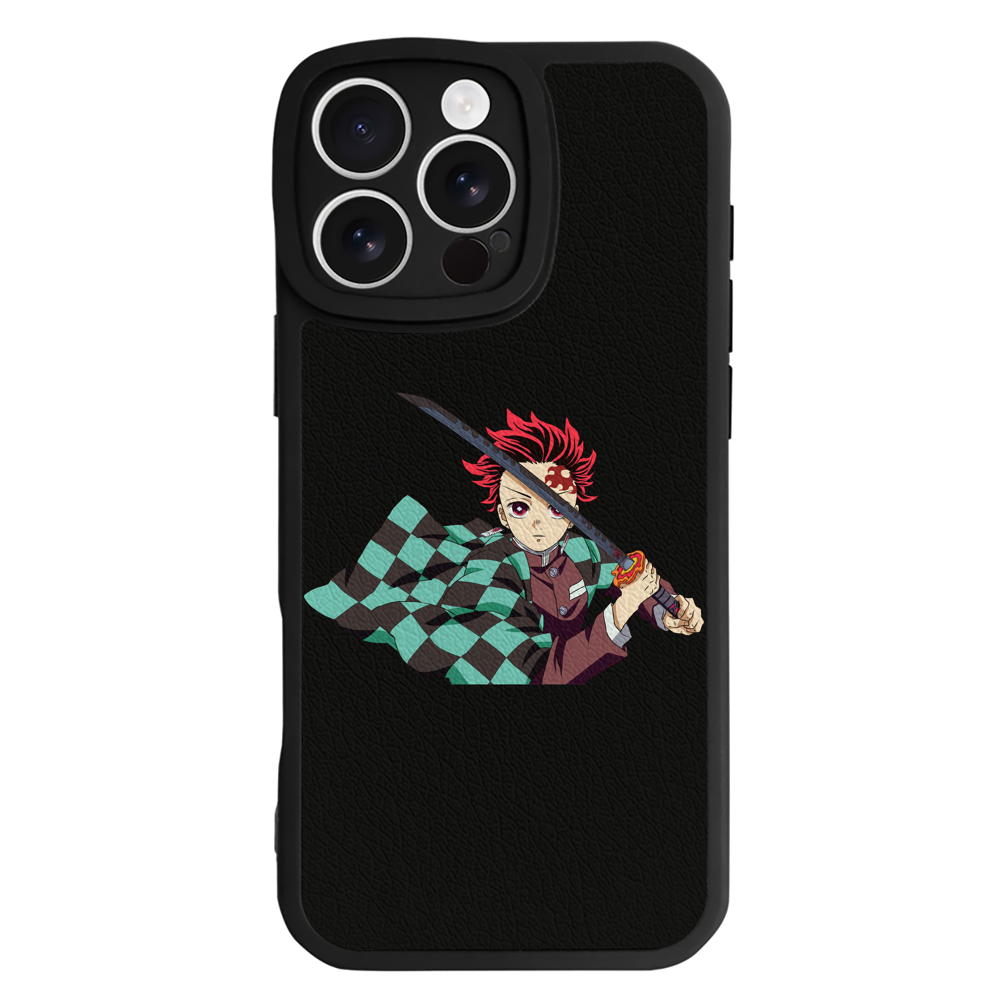 （画像用） 鬼滅の刃 竈門 炭治郎／かまど たんじろう Kamado Tanjirou 【iPhone 16シリーズ対応】シリコンスマホケース（レザー調） 材質：シリコン